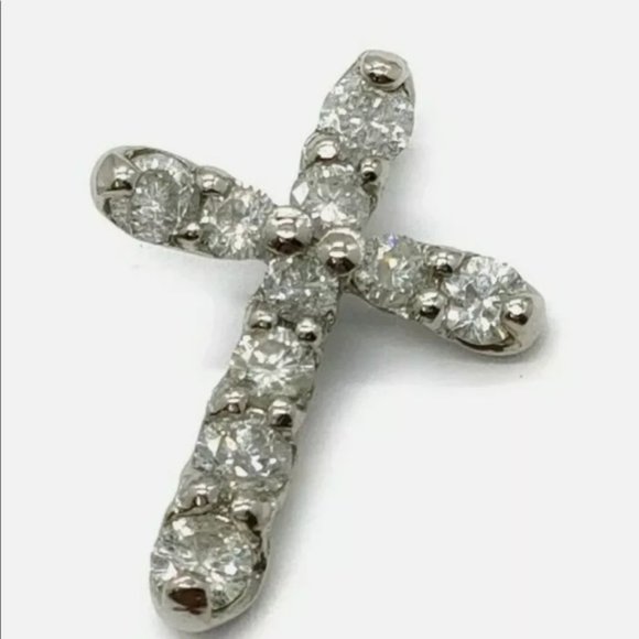 Cross Diamond 0.5ct Platinum pt900 Jewelry Pendant Head - Picture 1 of 8